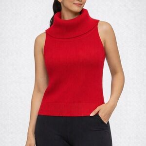 Vibrant Red Sleeveless Cowl Neck Top